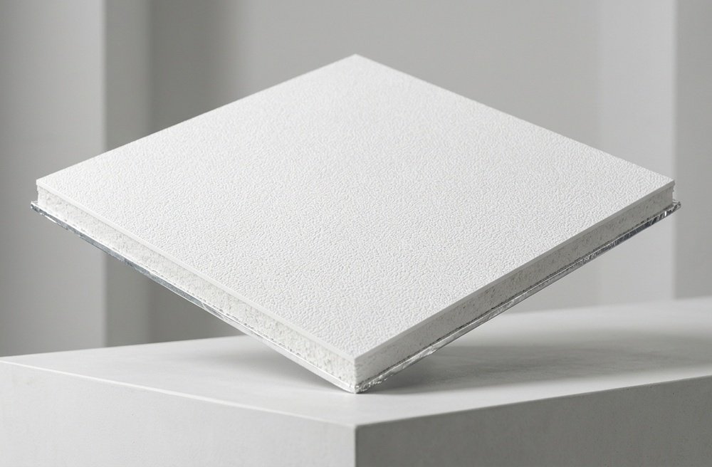 PVC Laminated Gypsum Ceiling Tiles - Embossed Vinyl Face & Aluminum Foil Back