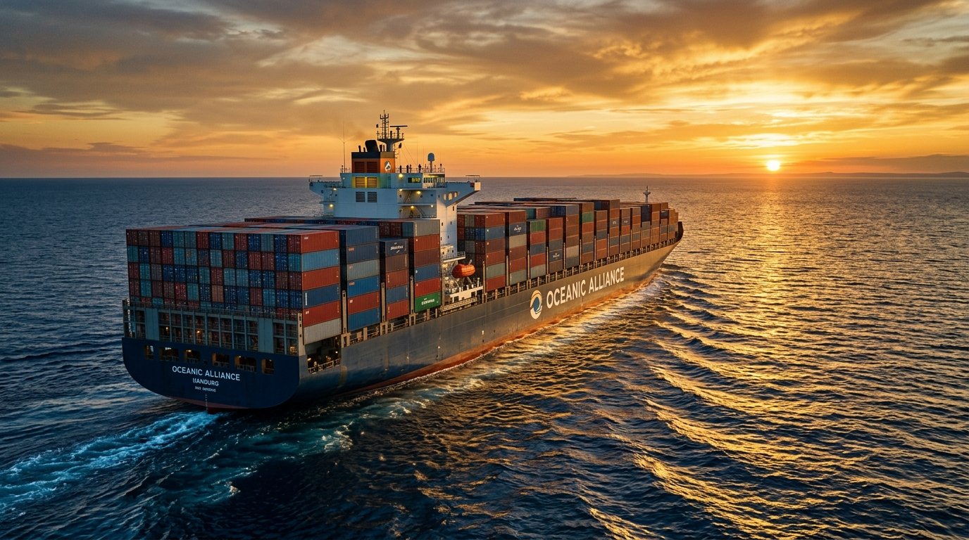 Container cargo ship and international port operations in India