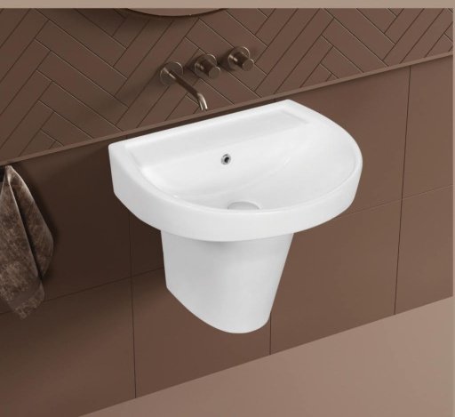 Wash Basin Half Pedestal - Modular Wall-Hung Ceramic Basin